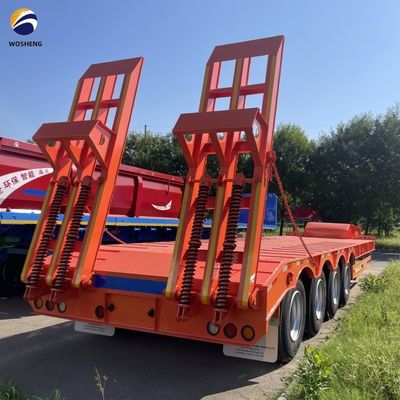 Lowbed Semi Trailer 60-100 Ton 4 Axle for Heavy Duty Truck and Trailer Transportation