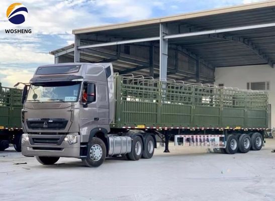 50T Capacity 3 Axle 12.4m Side Wall Fence Semi Trailer Customizable and Classic Type