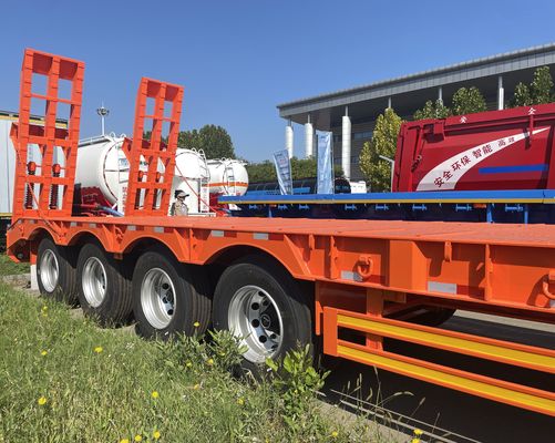 Lowbed Semi Trailer 60-100 Ton 4 Axle for Heavy Duty Truck and Trailer Transportation