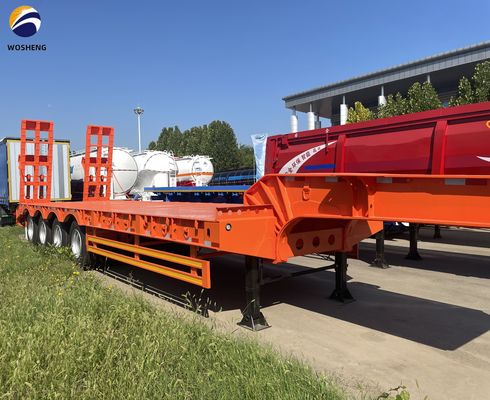 Lowbed Semi Trailer 60-100 Ton 4 Axle for Heavy Duty Truck and Trailer Transportation