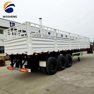 12.4m Length 50T 3 Axle Side Plate Side Fence Semi Trailer with Mechanical Suspension