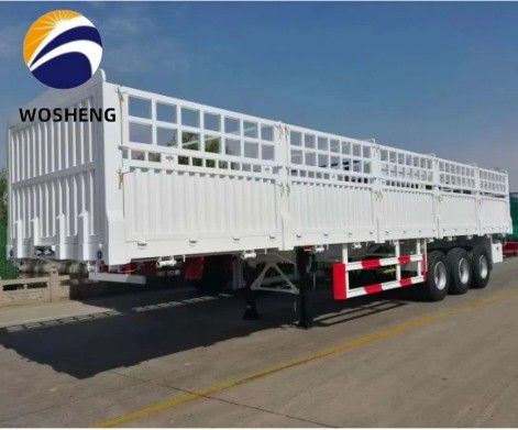12.4m Length 50T 3 Axle Side Plate Side Fence Semi Trailer with Mechanical Suspension