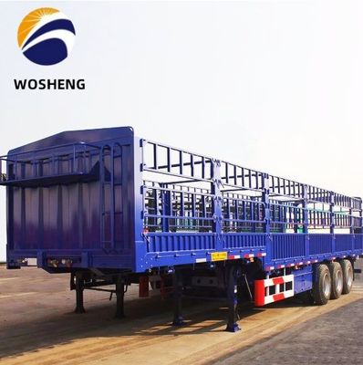 12.4m Length 50T 3 Axle Side Plate Side Fence Semi Trailer with Mechanical Suspension