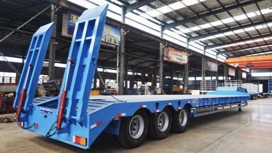 Customized 3/4 Axles Low Bed Semi Trailer for Container Transportation