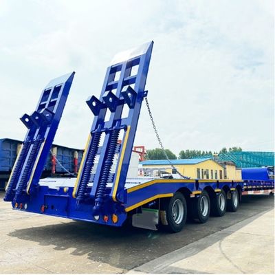 Leaf Spring 3 Axle Hydraulic Extendable Lowboy Loader Lowbed Semi Trailer for Heavy Loads