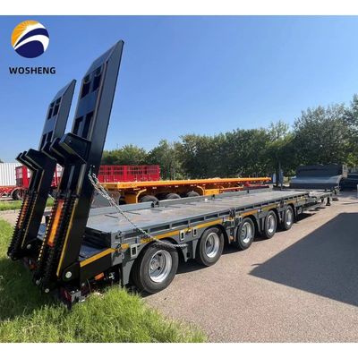 30-150tons Truck Trailer Semi-Trailer Low Bed Lowboy Semi Trailer for Heavy Duty Equipment