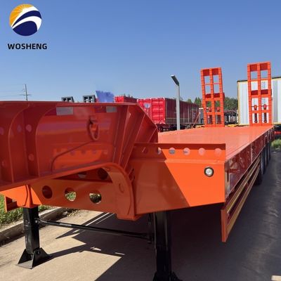 9.0-22.5 Rim 3 Axle 60T Lowbed Truck Semi Trailer for Heavy-Duty  Equipment