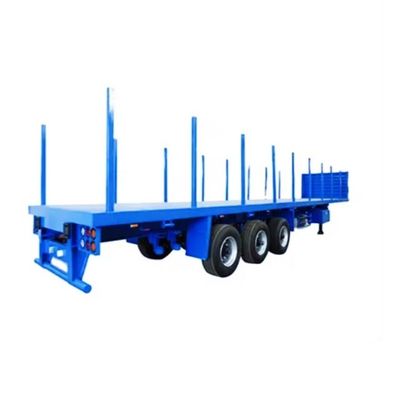 Q345b Main Beam 3 Axles 20ft 40ft Container Transportation 60-100Tons Flat Bed Flatbed Truck Semi Trailer