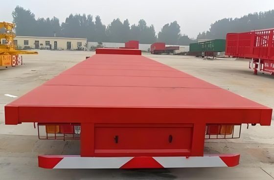 Q345b Main Beam 3 Axles 20ft 40ft Container Transportation 60-100Tons Flat Bed Flatbed Truck Semi Trailer