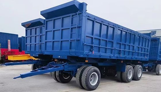 3 Axle Draw Bar Side Dump Full Trailer 40-100 tons Drawbar Towing Dolly Full Truck Trailer