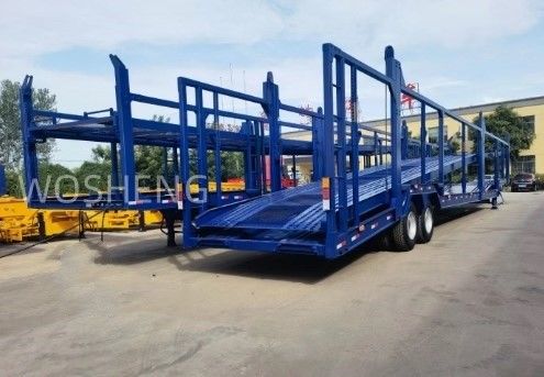 Truck Trailer Wosheng 2 Axles Car Carrier Trailer Double Deck Car Transport Semi Trailer