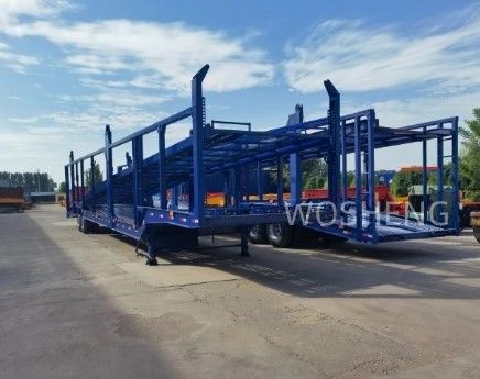 Truck Trailer Wosheng 2 Axles Car Carrier Trailer Double Deck Car Transport Semi Trailer