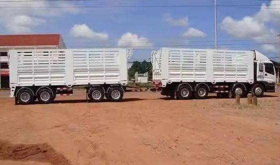 40-100 Tons Steel Material Draw Bar Fence Full Trailer with Mechanical Suspension System