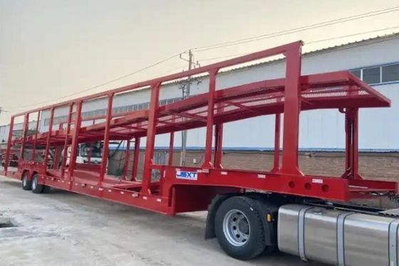 Transport 6-10 Cars with Wosheng 2 Axles Car Carrier Trailer and Double Deck Design