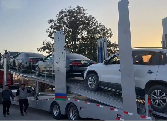 Effortlessly Transport Cars with Wosheng 2 Axles Car Carrier Trailer and 4 pcs Rims