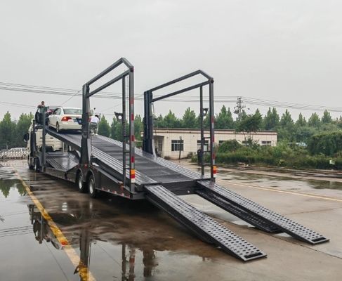 Effortlessly Transport Cars with Wosheng 2 Axles Car Carrier Trailer and 4 pcs Rims