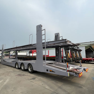 Truck Trailer 3 Axle Double Deck Vehicle Car Carrier Semi Trailer with Manual Lifting